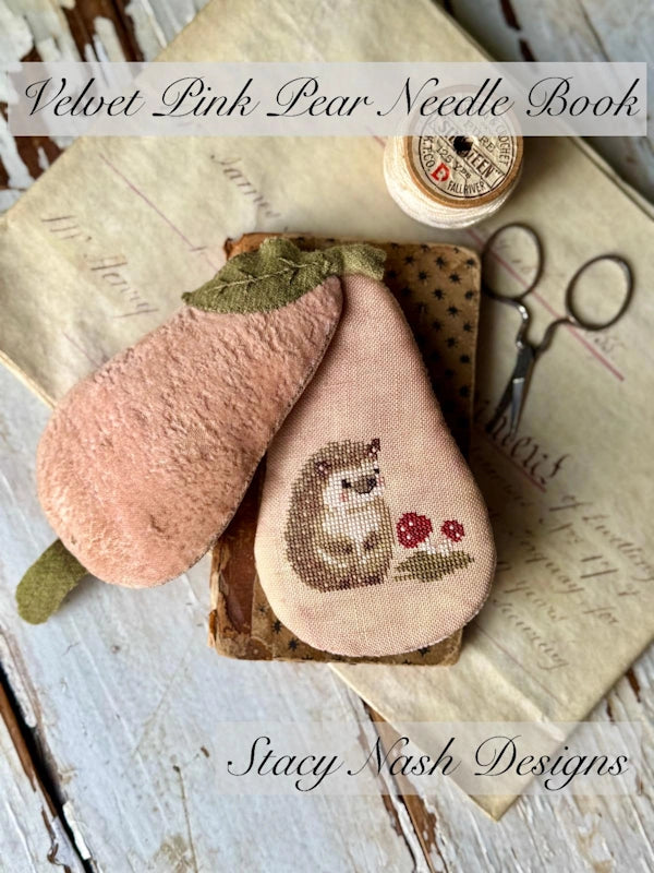 Velvet Pink Pear Needle Book by Stacy Nash Cross Stitch Pattern Nashville Market