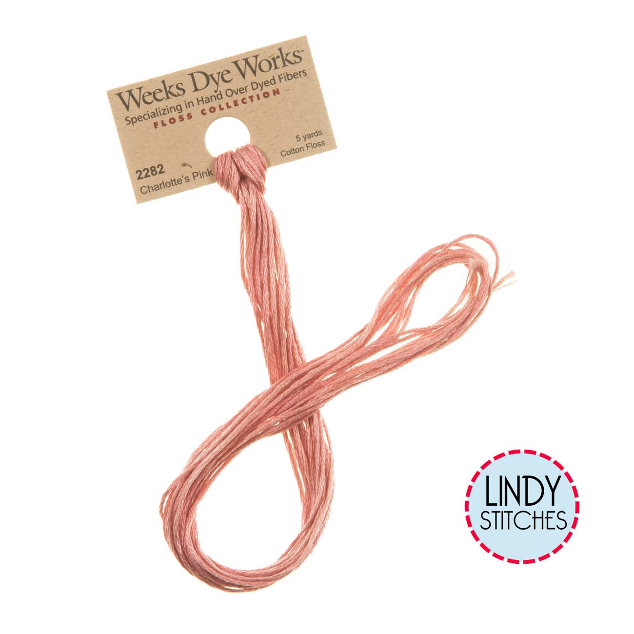 Charlotte's Pink Weeks Dye Works Floss Hand Dyed Cotton Skein 2282