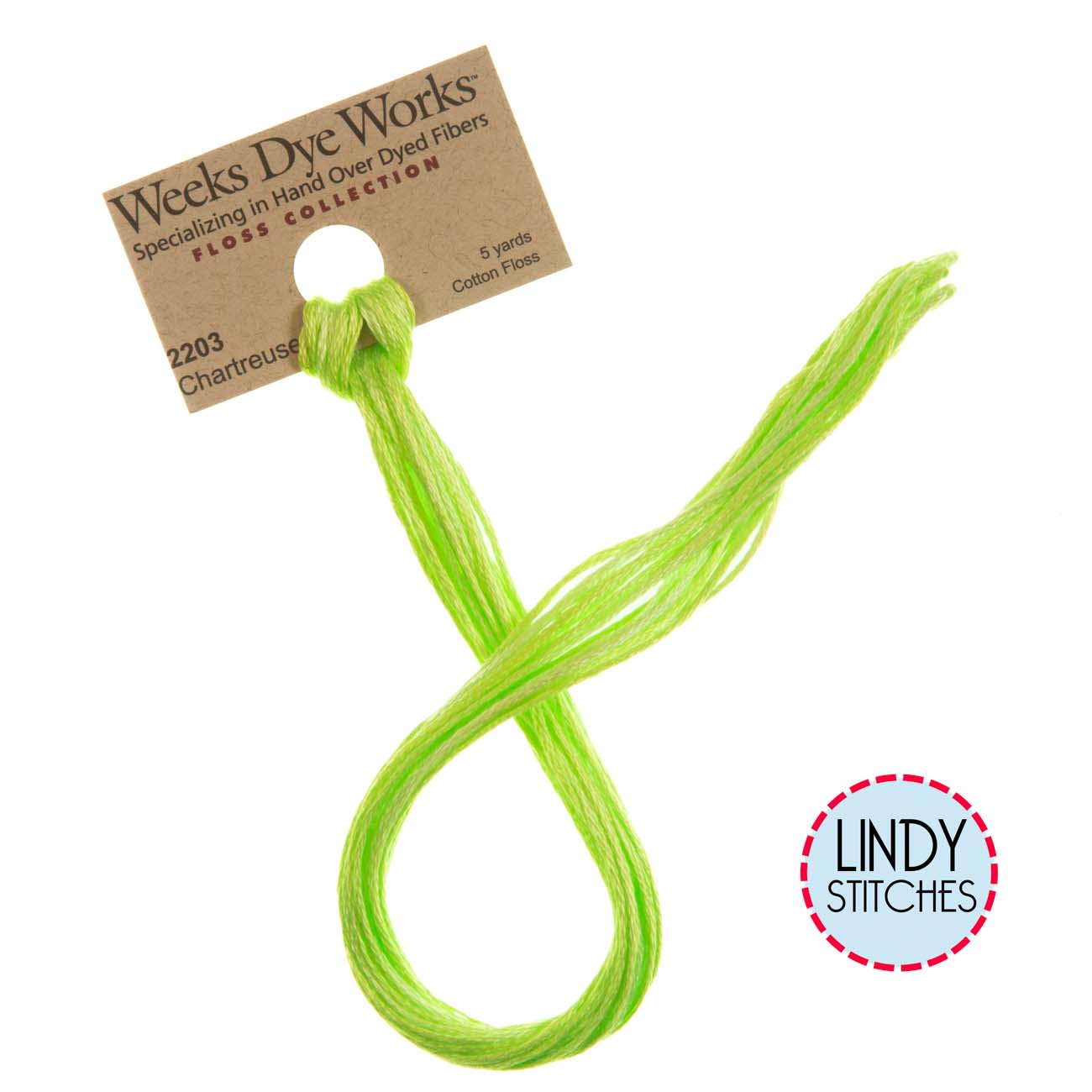 Chartreuse Weeks Dye Works Floss Hand Dyed Cotton Skein 2203