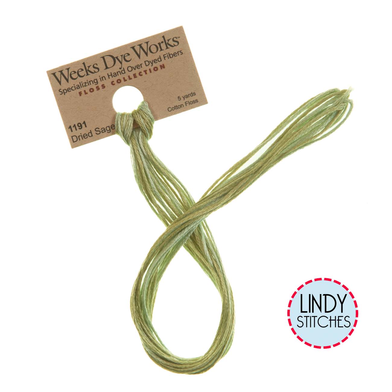 Dried Sage Weeks Dye Works Floss Hand Dyed Cotton Skein 1191