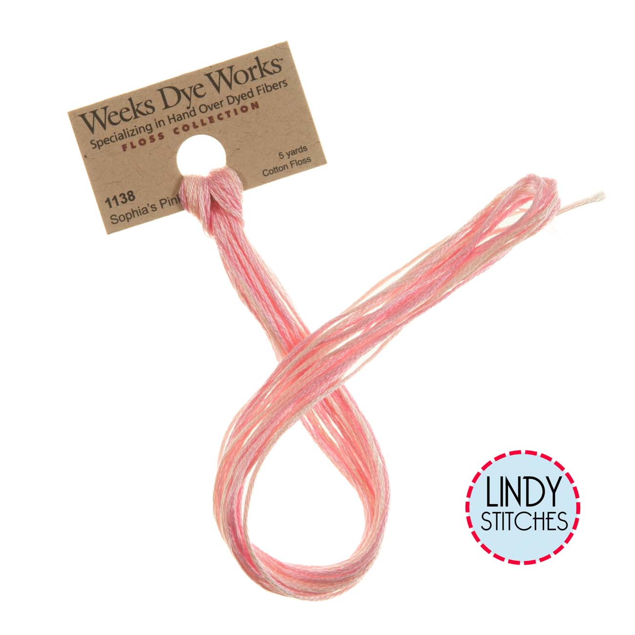 Sophia's Pink Weeks Dye Works Floss Hand Dyed Cotton Skein 1138