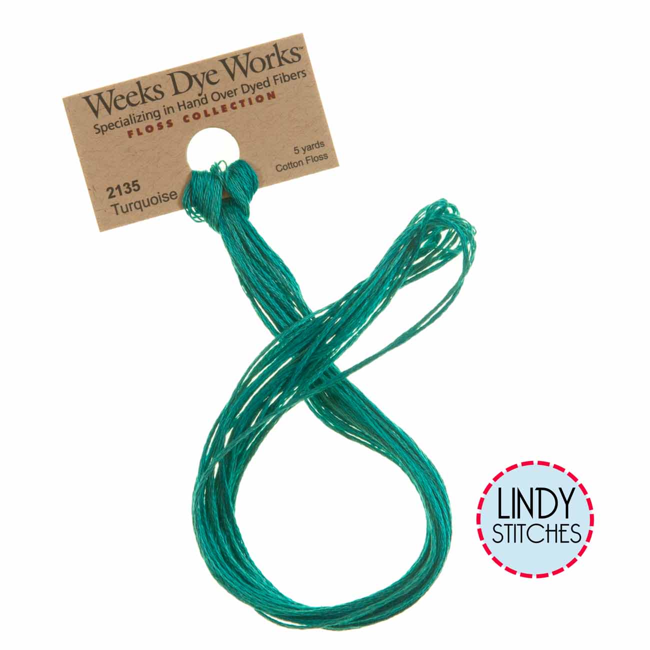 Turquoise Weeks Dye Works Floss Hand Dyed Cotton Skein 2135