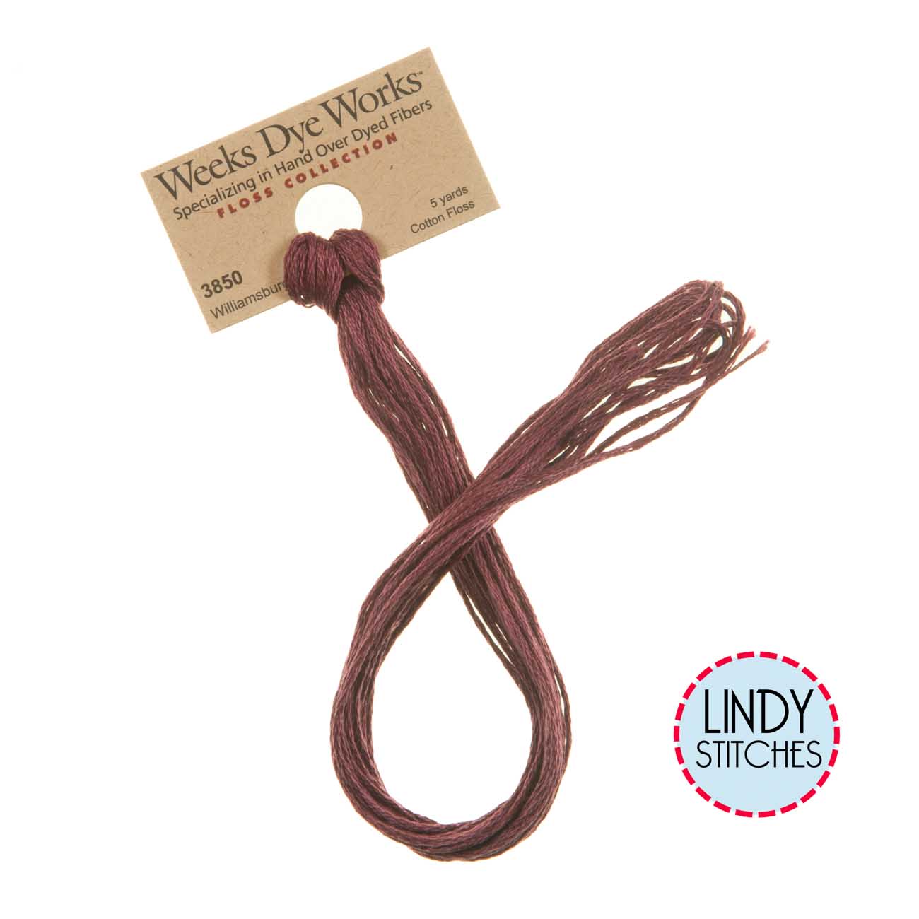 Williamsburg Red Weeks Dye Works Floss Hand Dyed Cotton Skein 3850