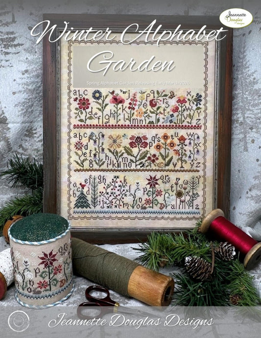PREORDER Winter Alphabet Garden by Jeannette Douglas Designs Cross Stitch Pattern