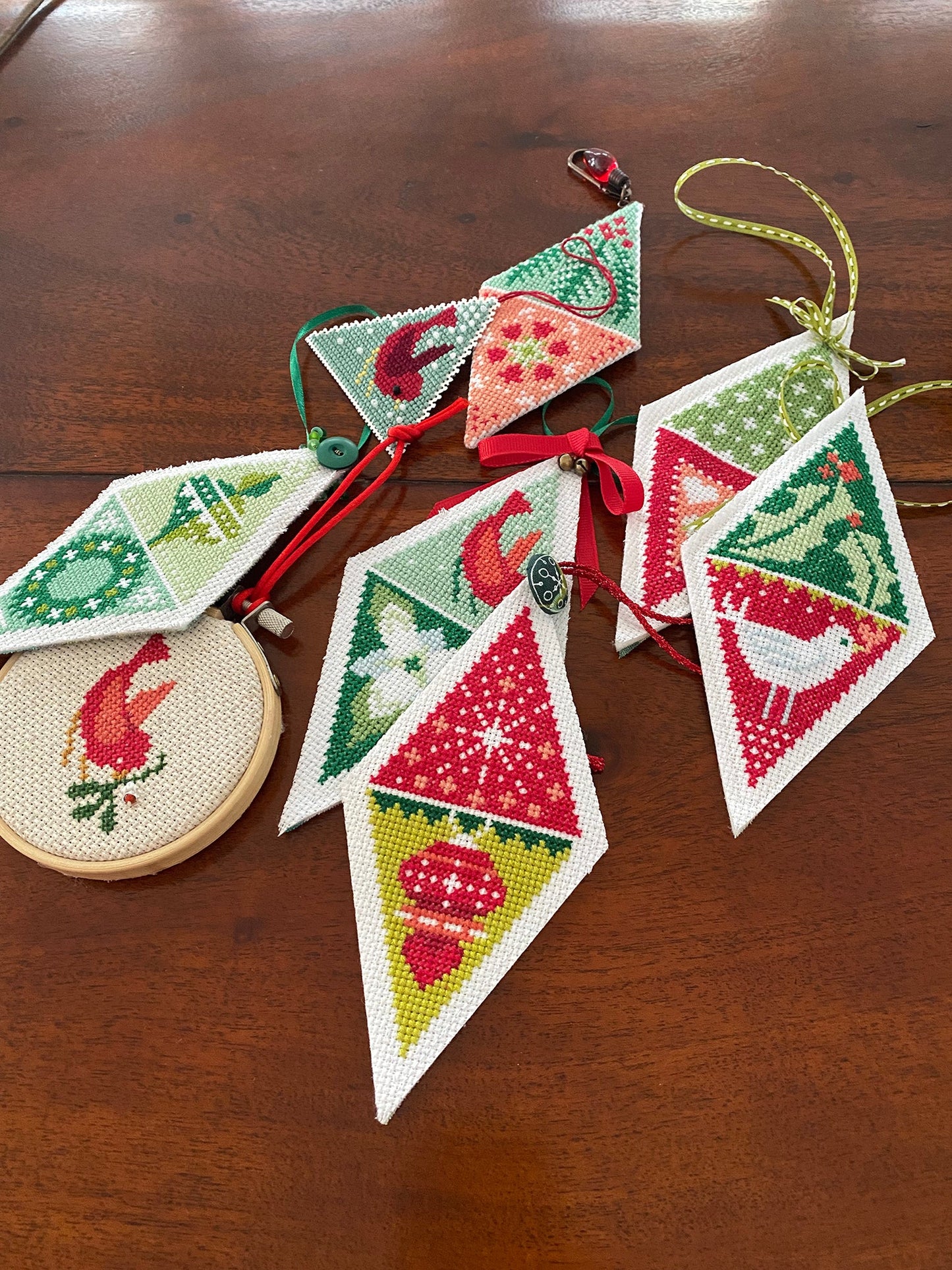 Winterly Twosome Triangle Ornaments Cross Stitch Pattern by Robin Pickens