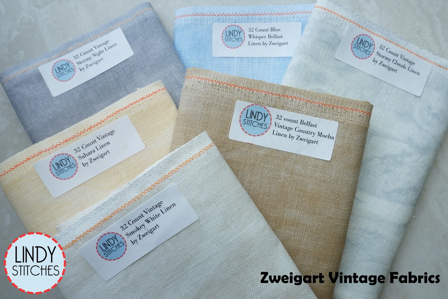 28 count Vintage Smokey White Cashel Linen Fat Quarter by Zweigart