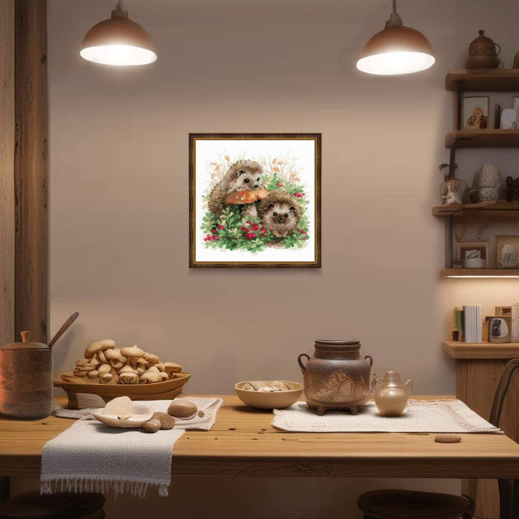 Hedgehogs In Lingonberries Cross Stitch Kit From Riolis 1469