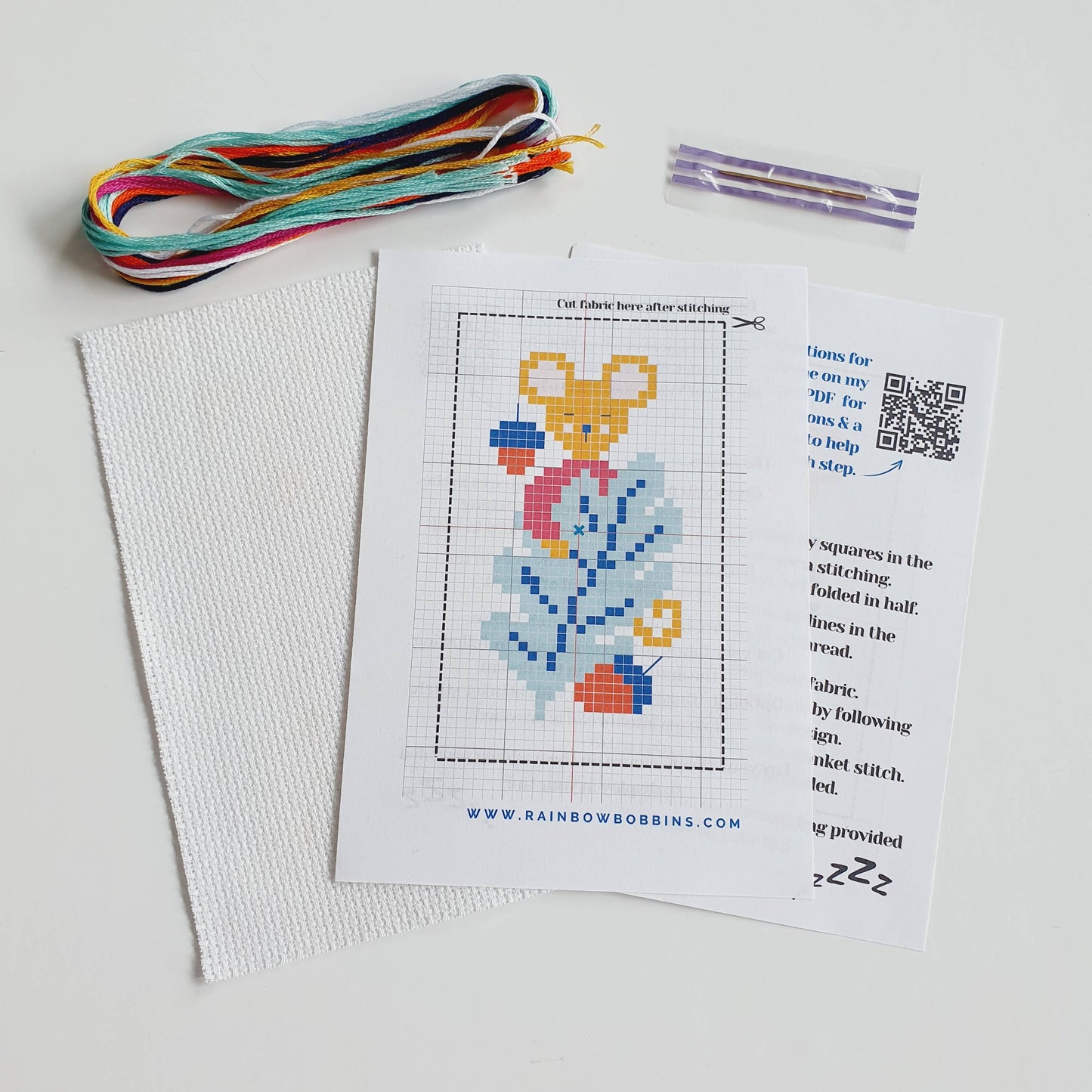 Leaf Snuggles Mini Cross Stitch Kit Beginner Friendly