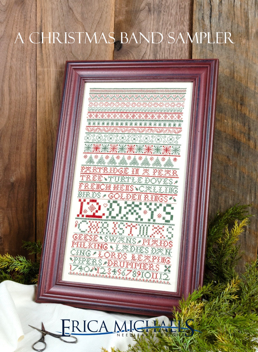 PREORDER Erica Michaels CHRISTMAS BAND SAMPLER Cross Stitch Pattern