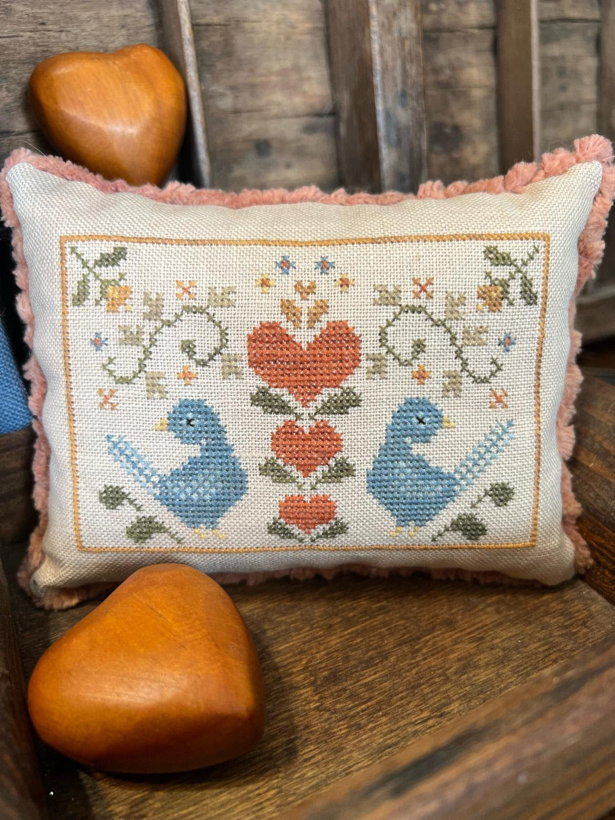 SALE Folk Birds Pincushion & Pouch Cross Stitch Pattern Annie Beez Folkart Nashville Needlework Market