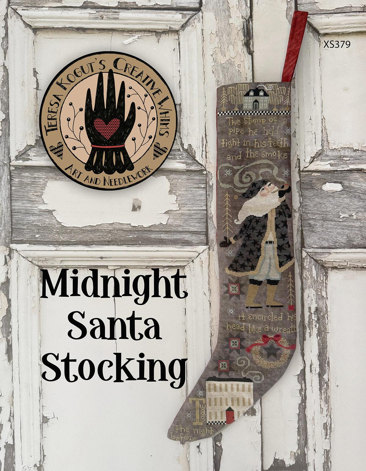 Teresa Kogut MIDNIGHT SANTA STOCKING Cross Stitch Pattern