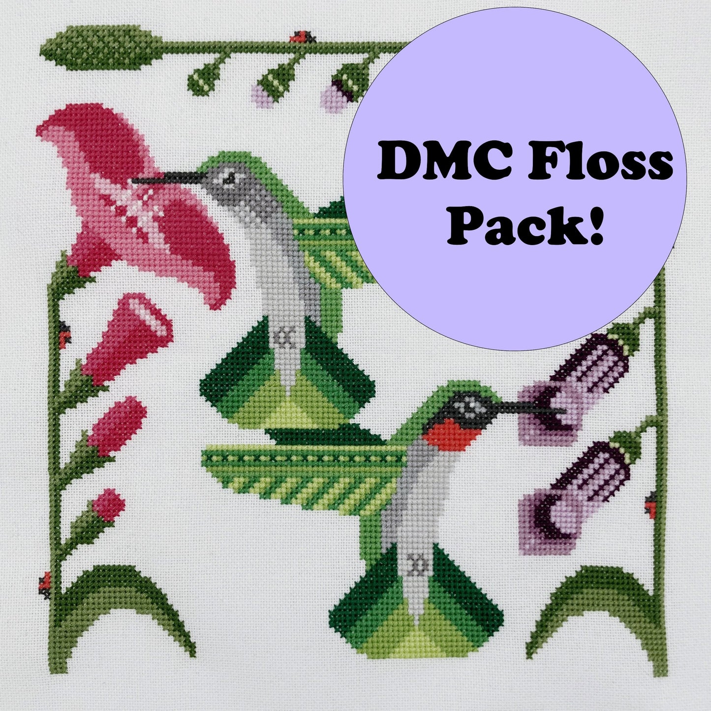 Ruby-Throated Hummingbirds Floss Pack Boomerang Stitches