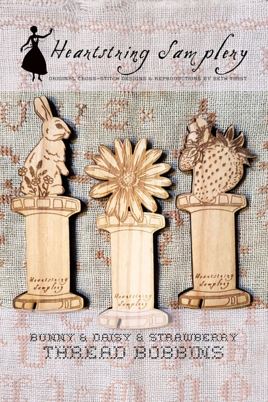 Thread Bobbins by Heartstring Samplery Board Room Bunny, Daisy, or Strawberry