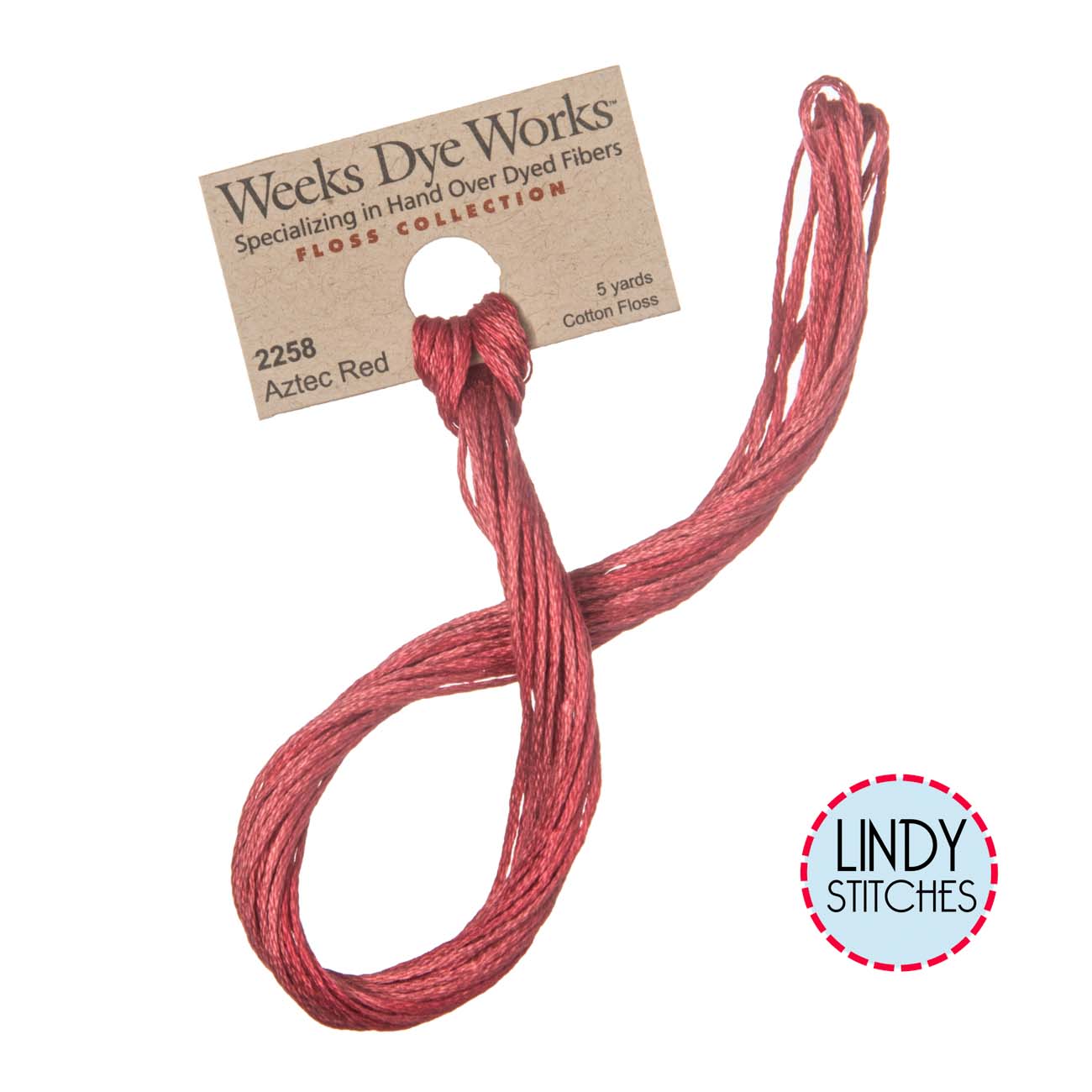 Aztec Red Weeks Dye Works Floss Hand Dyed Cotton Skein 2258