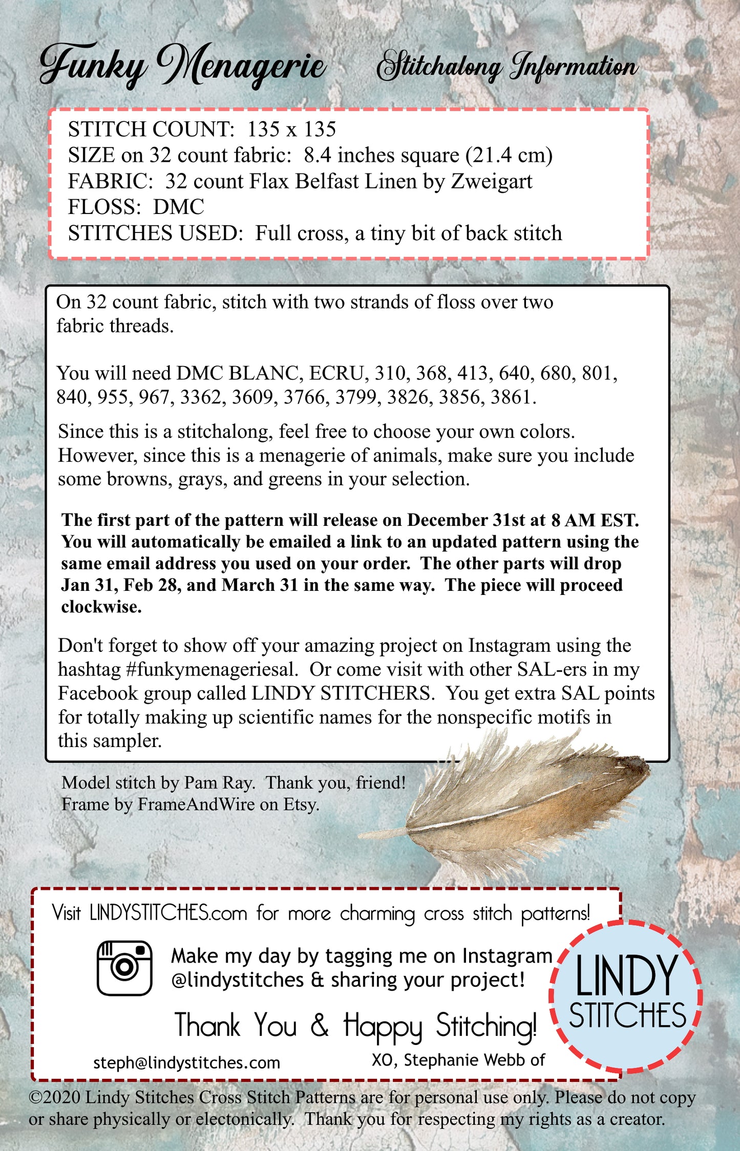 Funky Menagerie Cross Stitch Pattern by Lindy Stitches