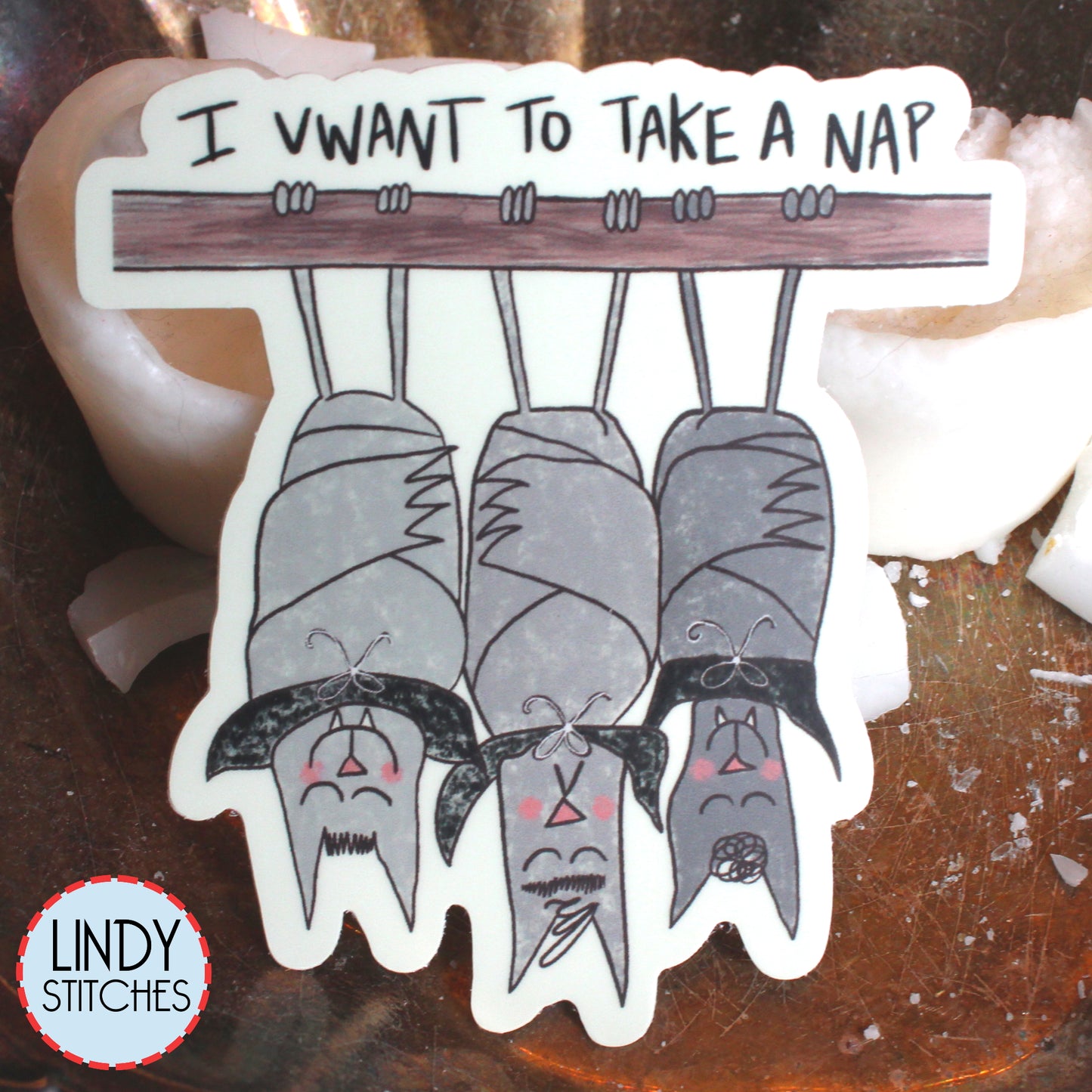 I Vwant to Take a Nap Waterproof Vinyl Sticker