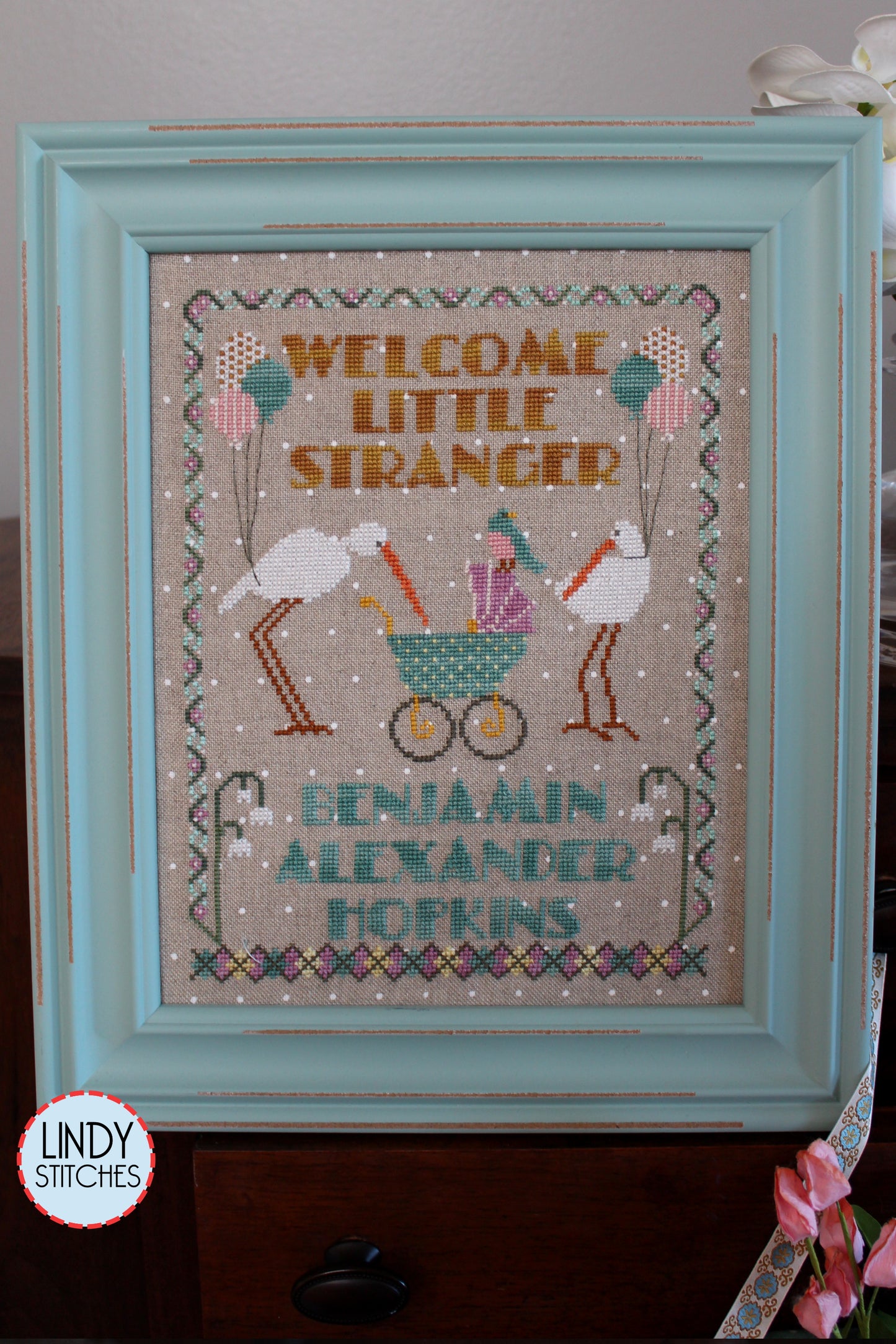 Little Stranger Birth Sampler Set Cross Stitch Patterns by Lindy Stitches Physical Copy