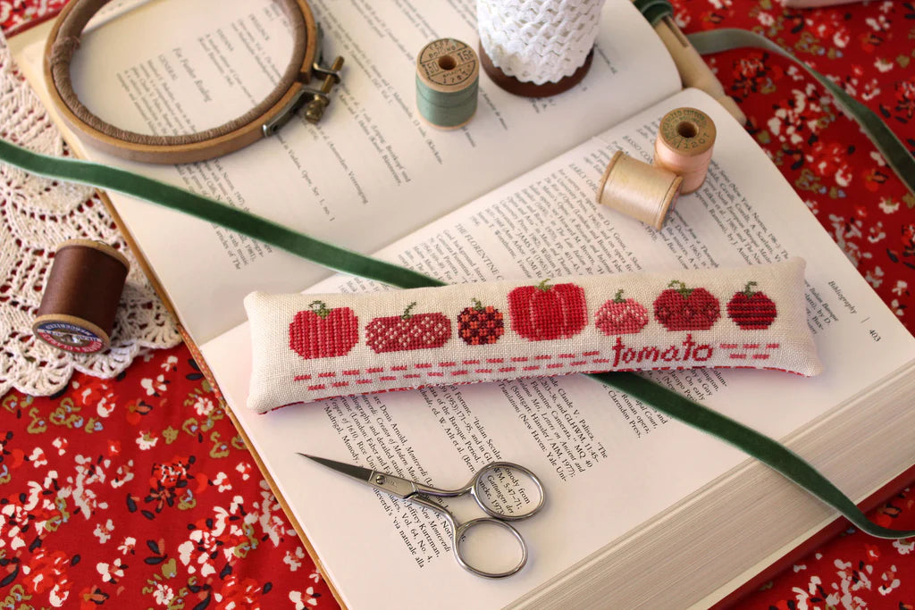 Tomato Row Skinny Mini Cross Stitch Pattern October House Fiber Arts PHYSICAL copy