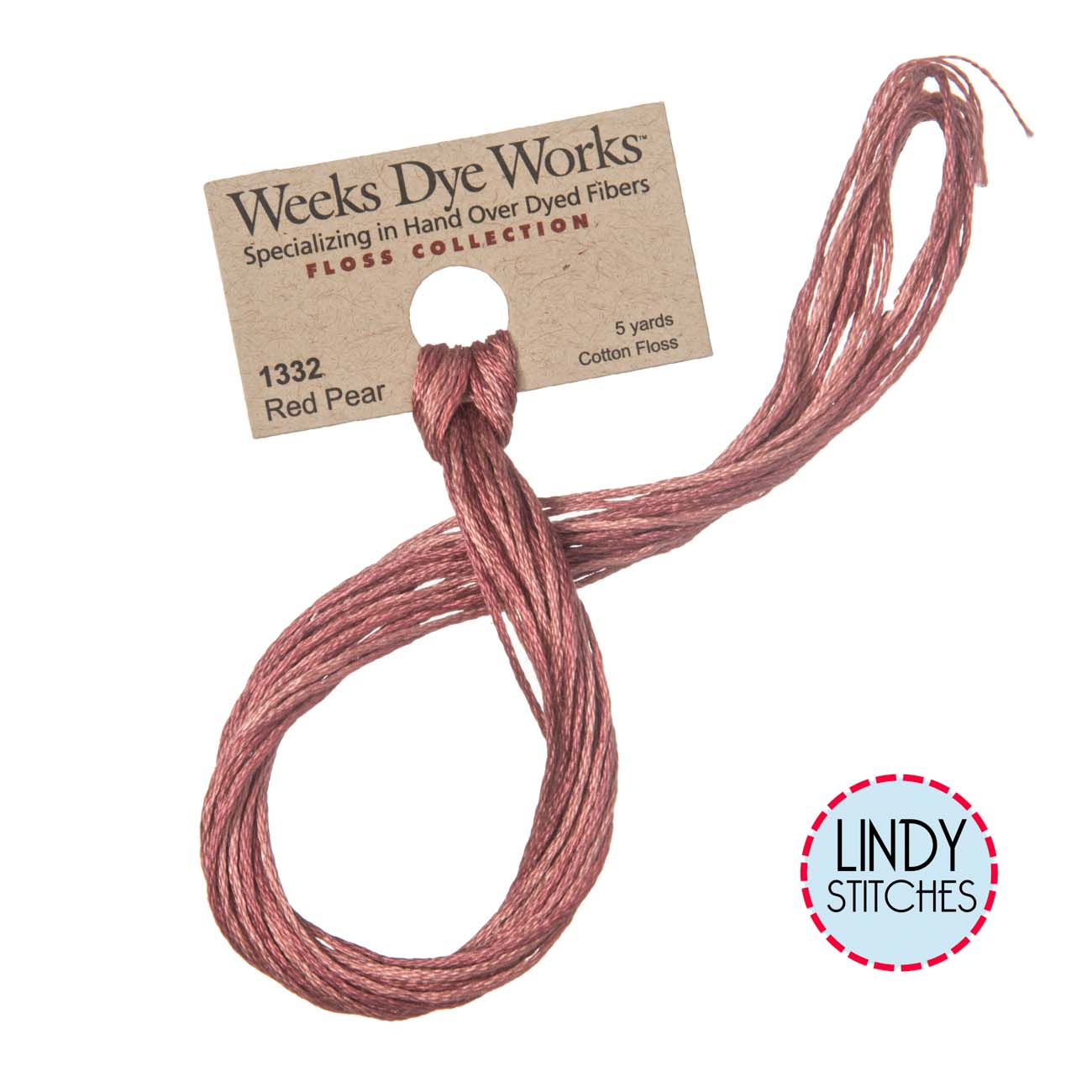 Red Pear Weeks Dye Works Floss Hand Dyed Cotton Skein 1332