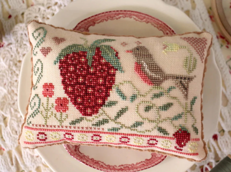 Strawberry Faire Cross Stitch Pattern October House Fiber Arts PHYSICAL copy