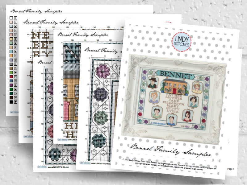 PDF Bennet Family Sampler Lindy Stitches Jane Austen Cross Stitch Pattern