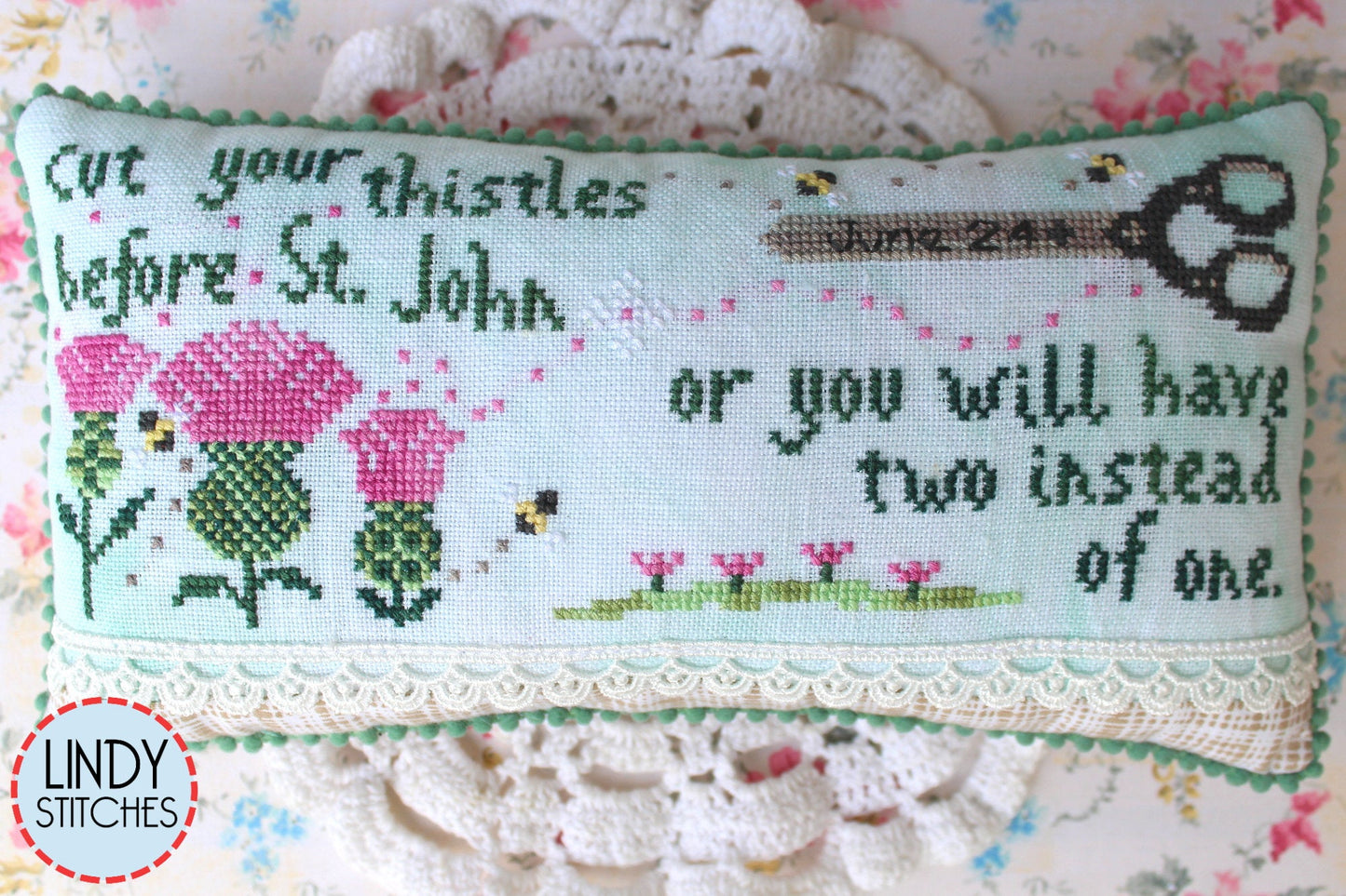 Lush Lawn Mini Pom Pom Trim by Lady Dot Creates Hand Dyed 2 Yards Green