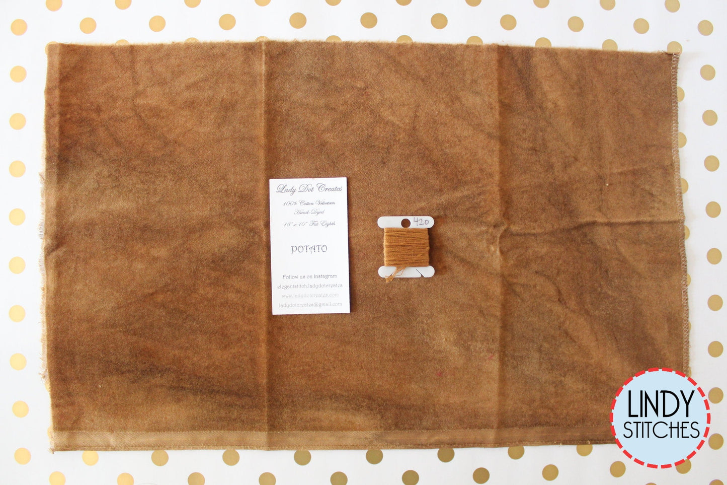 Potato Hand Dyed 100% Cotton Velveteen by Lady Dot Creates