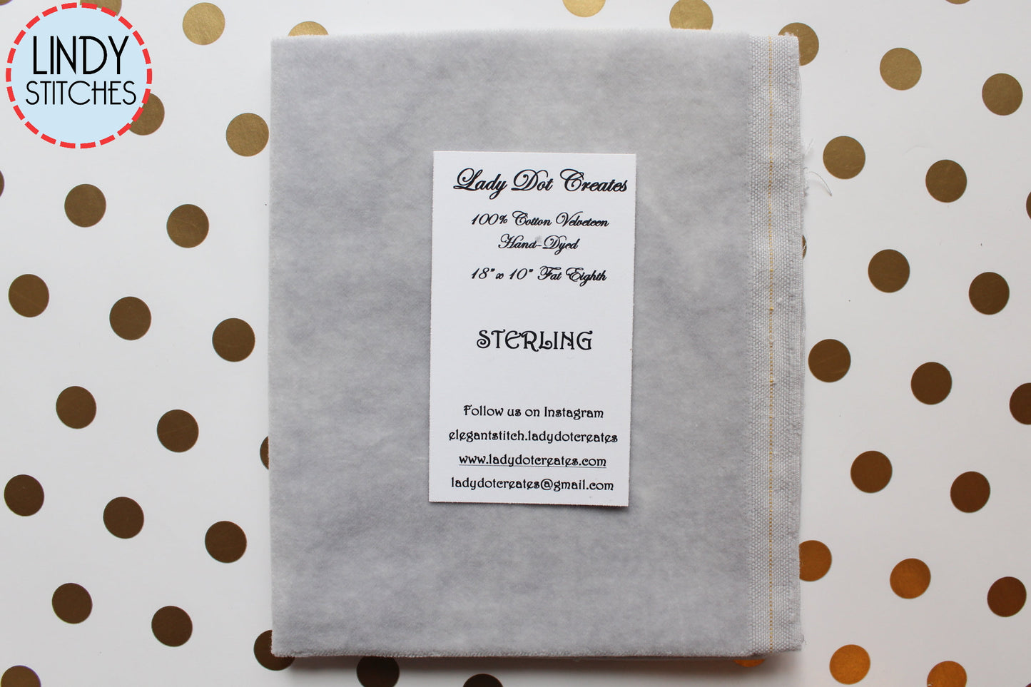 Sterling Gray Hand Dyed 100% Cotton Velveteen by Lady Dot Creates