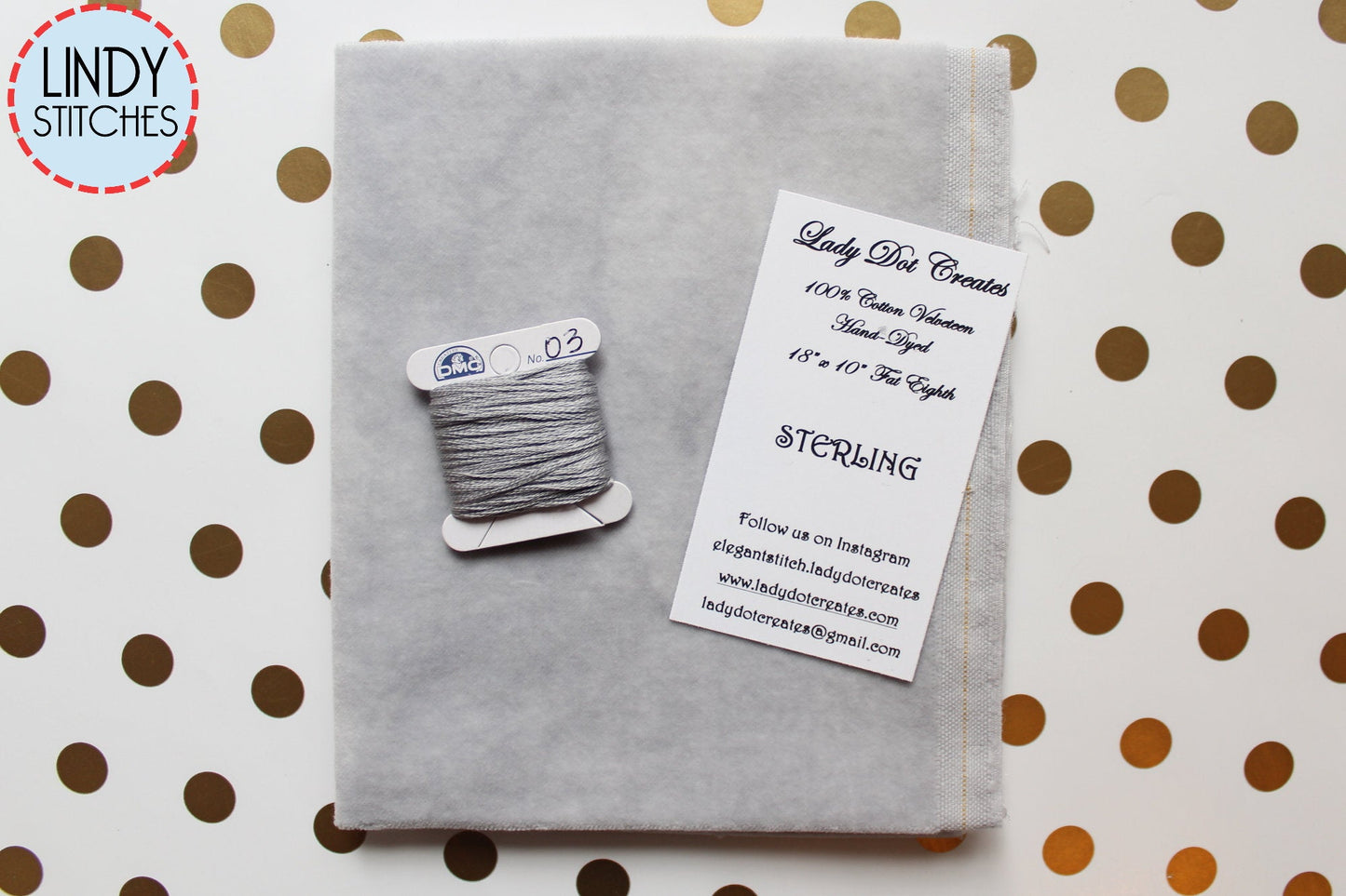 Sterling Gray Hand Dyed 100% Cotton Velveteen by Lady Dot Creates