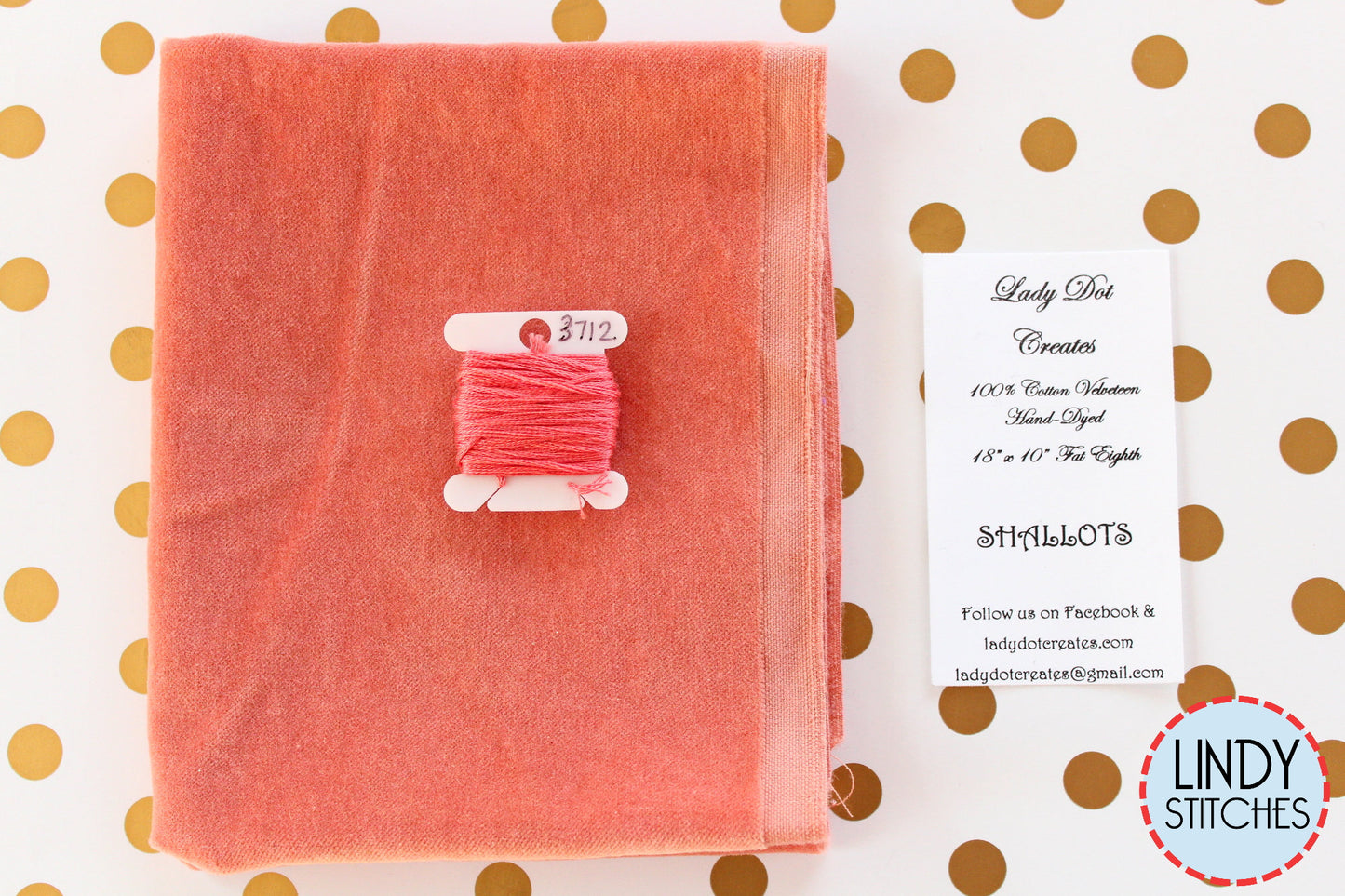 Shallot Pink Hand Dyed 100% Cotton Velveteen by Lady Dot Creates