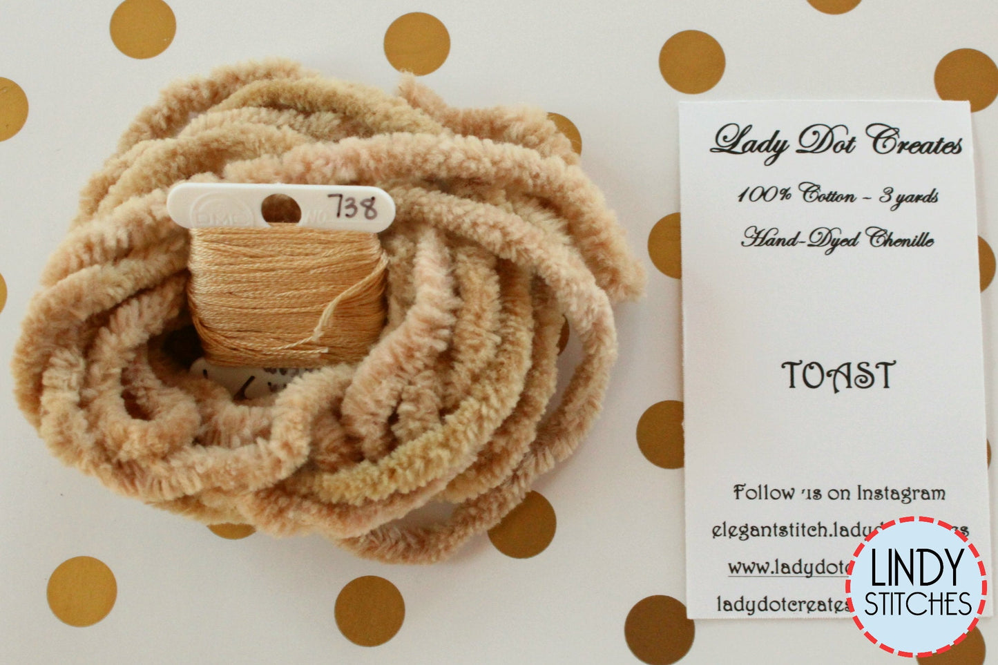 Toast Chenille Trim Hand Dyed by Lady Dot Creates