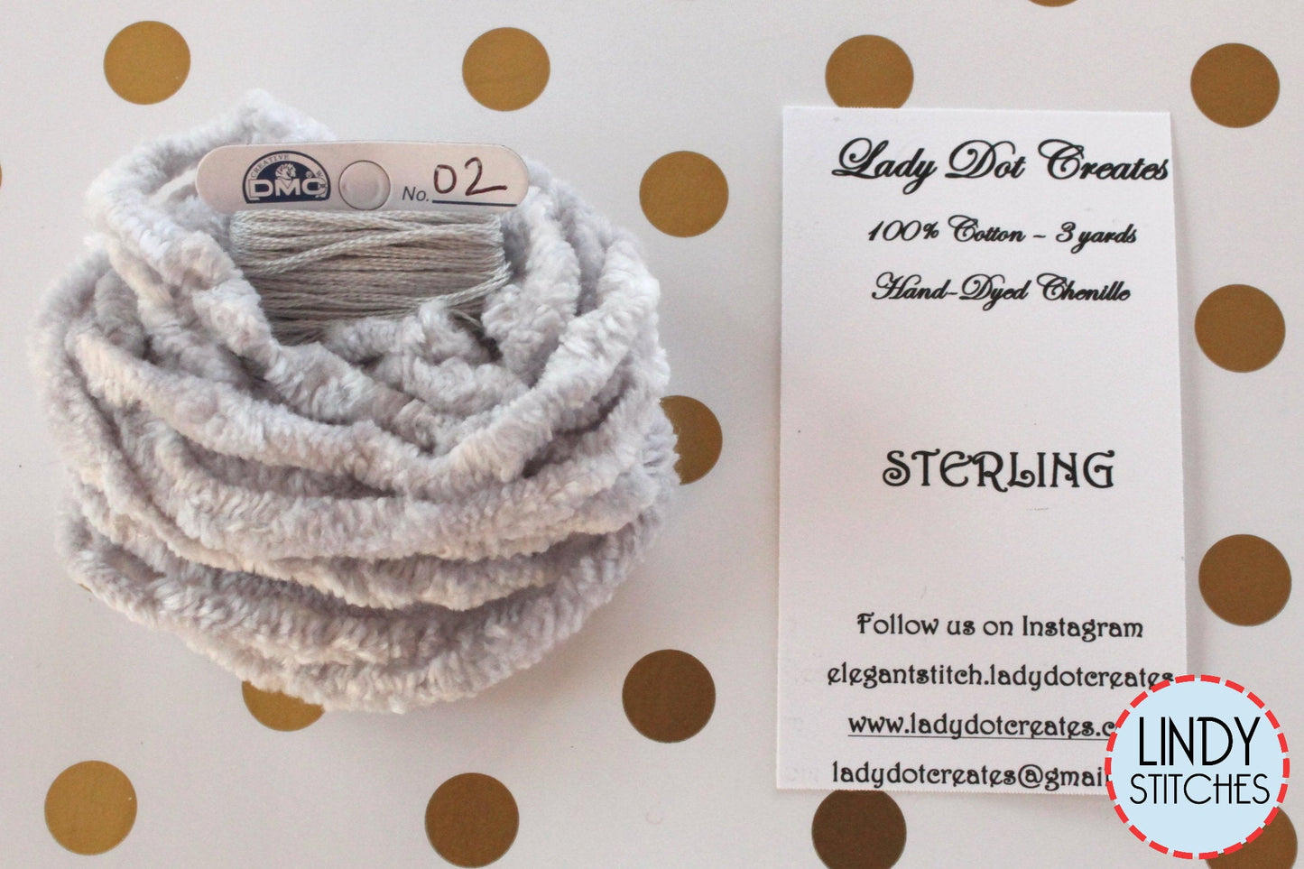 Sterling Chenille Trim Hand Dyed by Lady Dot Creates