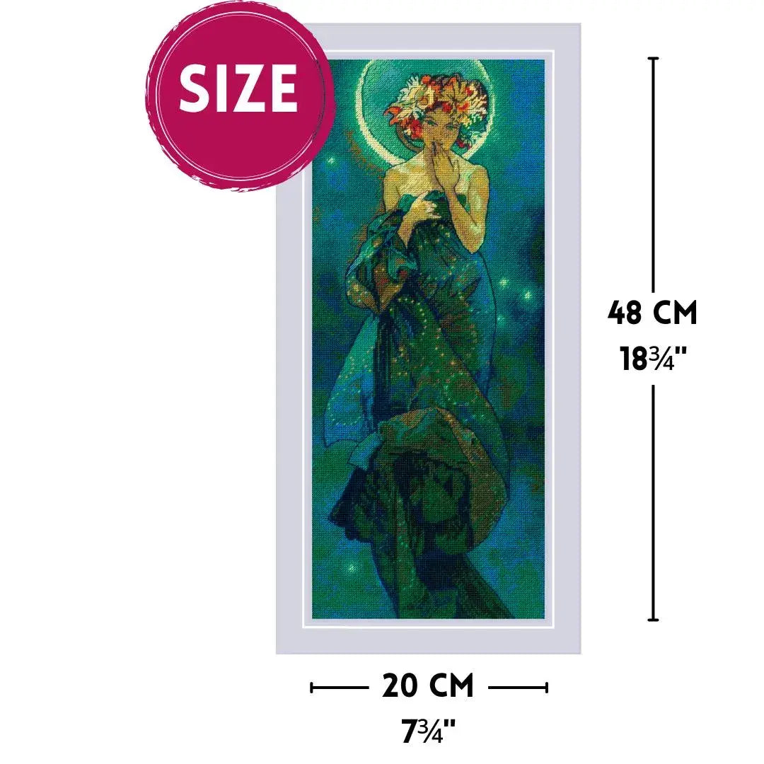 THE MOON Cross Stitch Kit by RIOLIS  2340 Art Nouveau Celestial