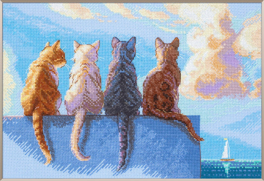 CATS BY THE SEA Cross Stitch Kit by AINE A1034