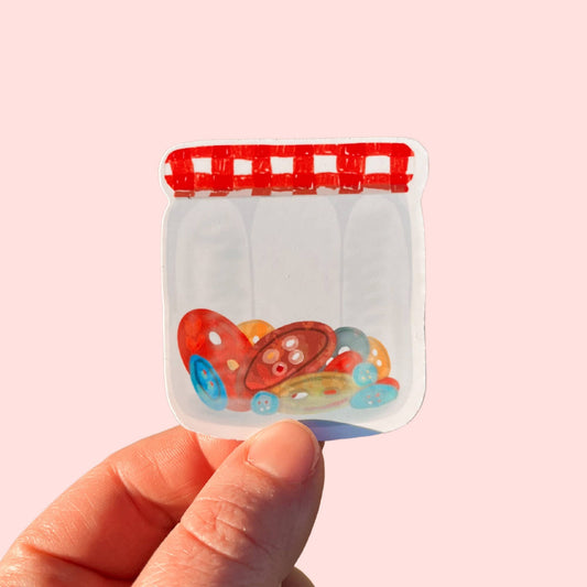 Jar Of Buttons Vinyl Sticker