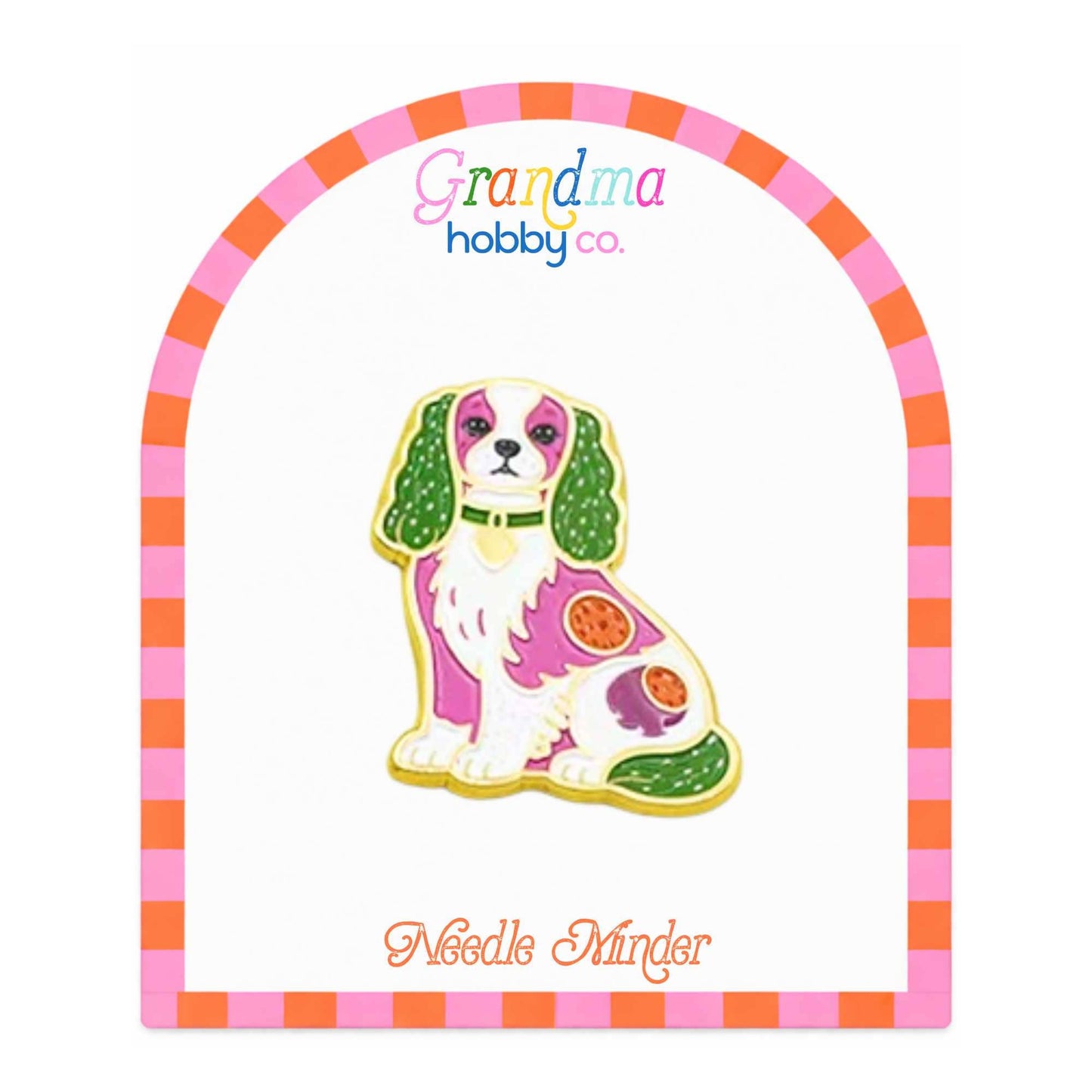 Spaniel Pink Needle Minder for Cross Stitch