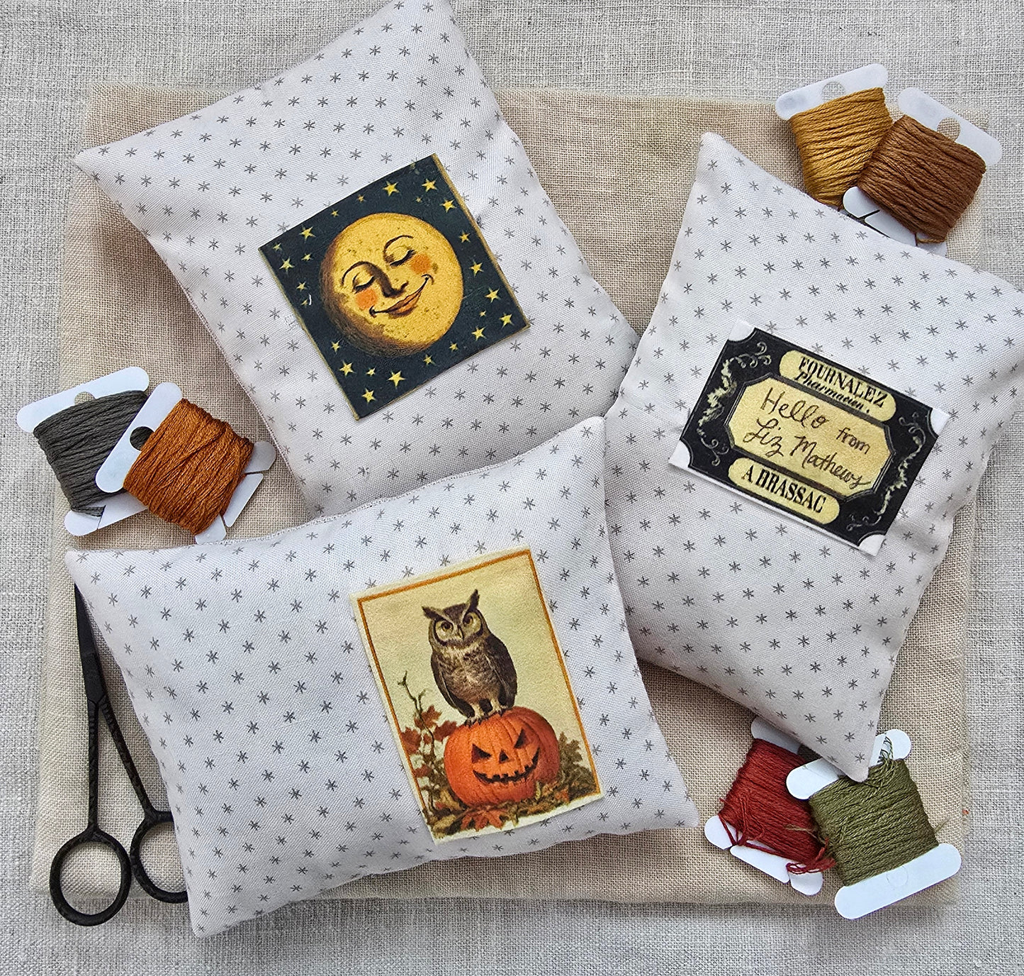 HARVEST MOON Set of 12 Finishing Patches by Hello from Liz Mathews