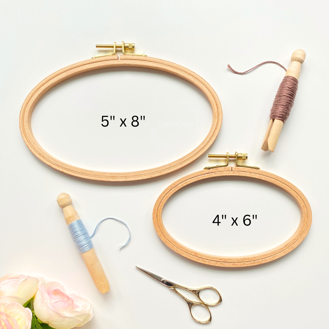 Oval Beechwood Embroidery Hoops for Needlework