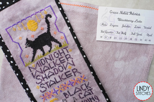 16 Count Blackberry Latte Aida Hand Dyed Fabrics by Grace Notes Fabrics SKINNY LONG QUARTER