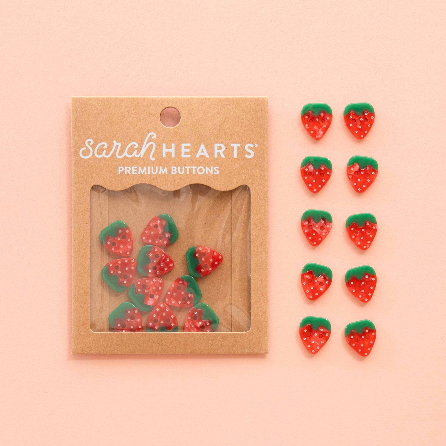 Strawberry Small 5/8" Buttons Set of 10