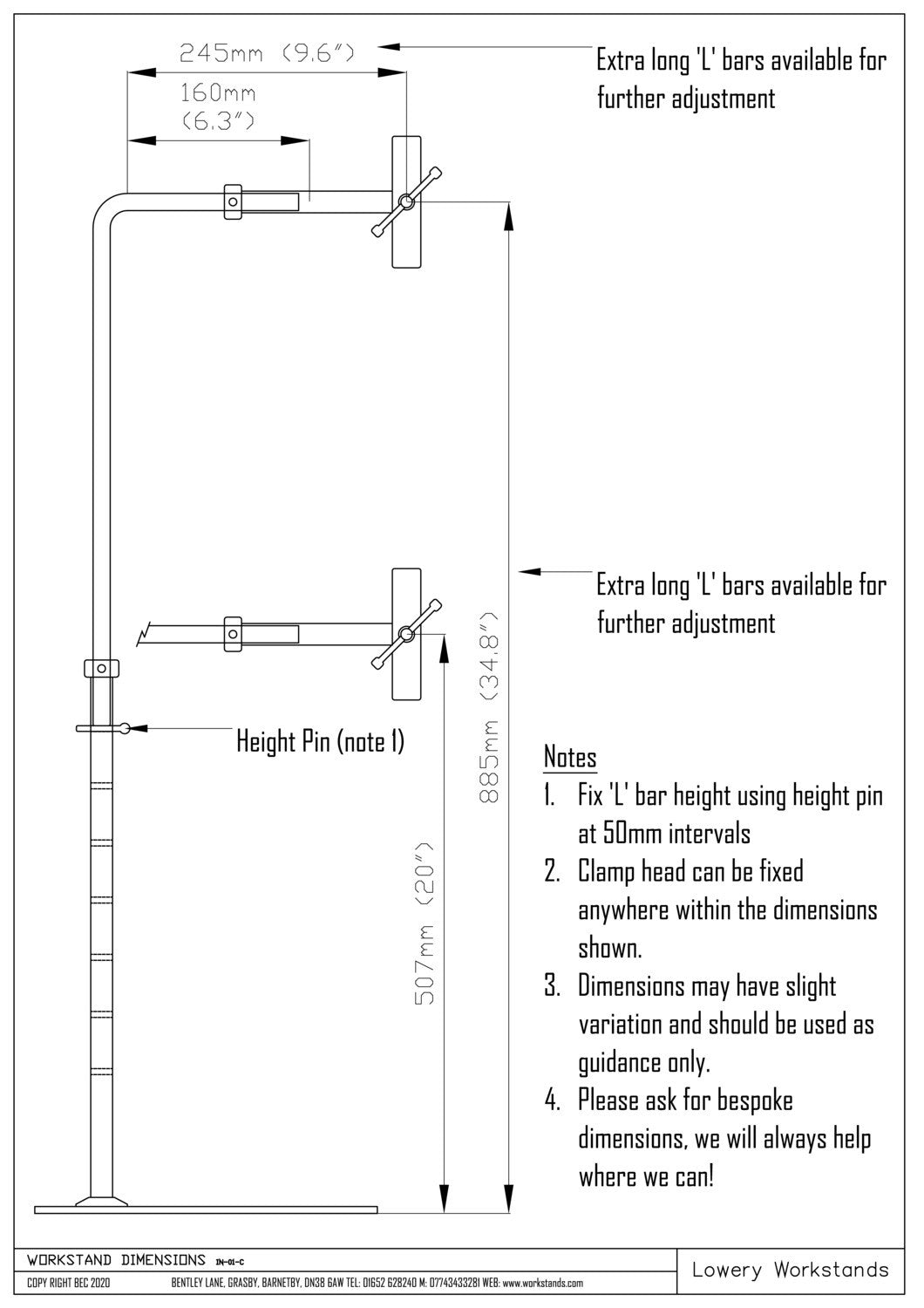 PACKAGE DEAL!  Lowery STAINLESS STEEL Workstand with Side Clamp & XL BAR with Free UPS Shipping (US Only) SG1