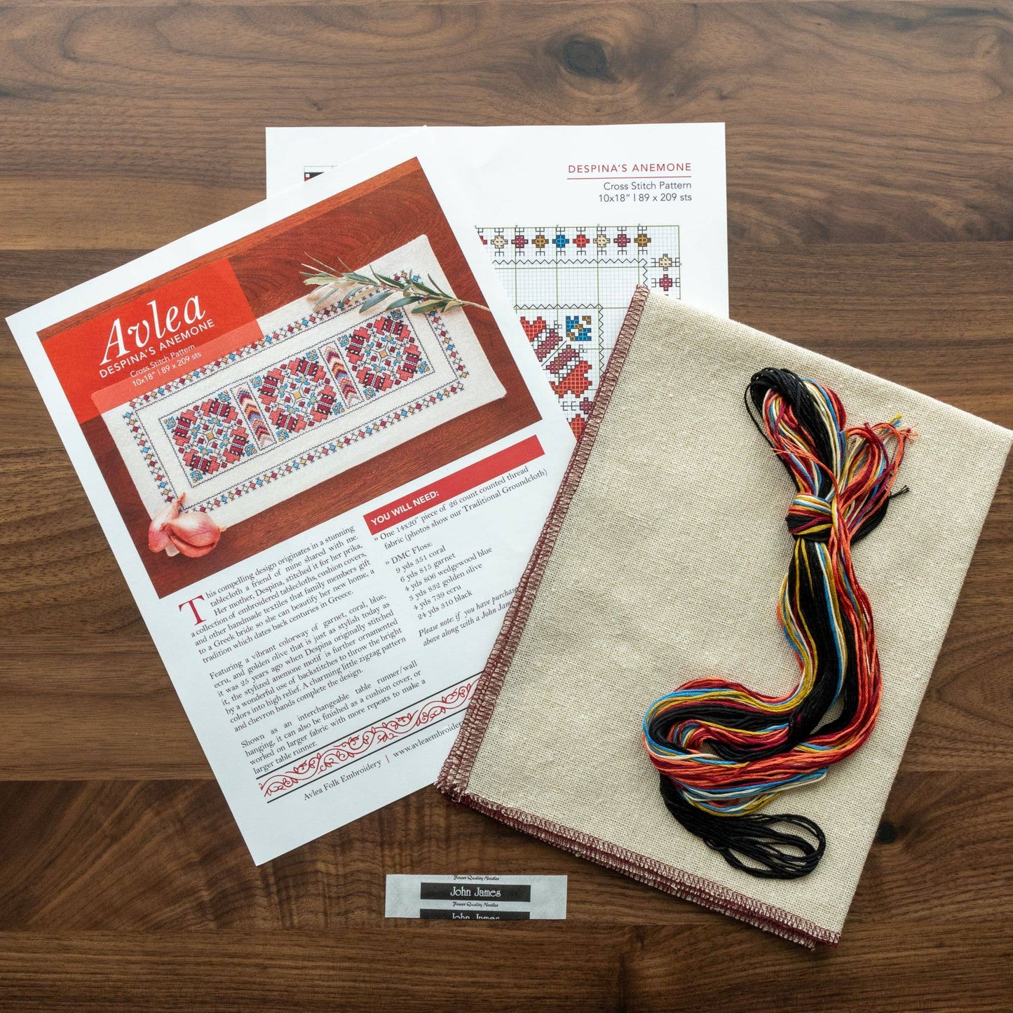 Cross Stitch Kit - Despina's Anemone Avlea Folk Embroidery