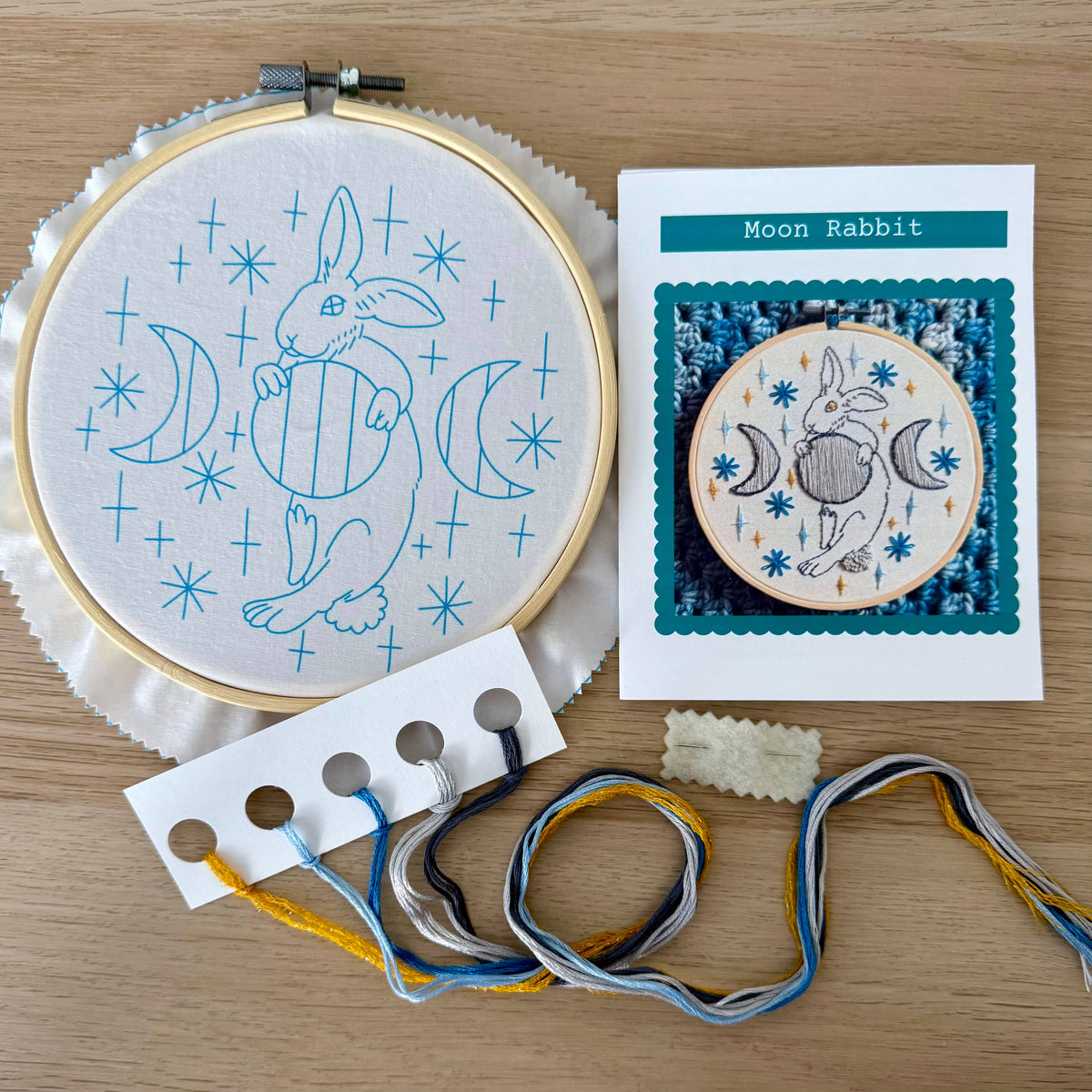 SALE Moon Rabbit DIY Embroidery Kit