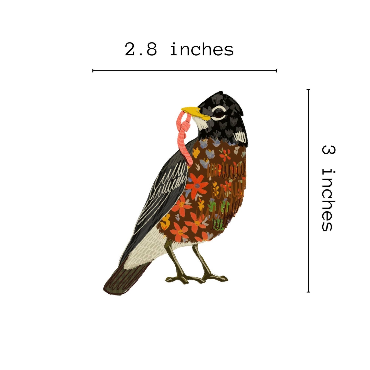 Flowery Robin Vinyl Sticker