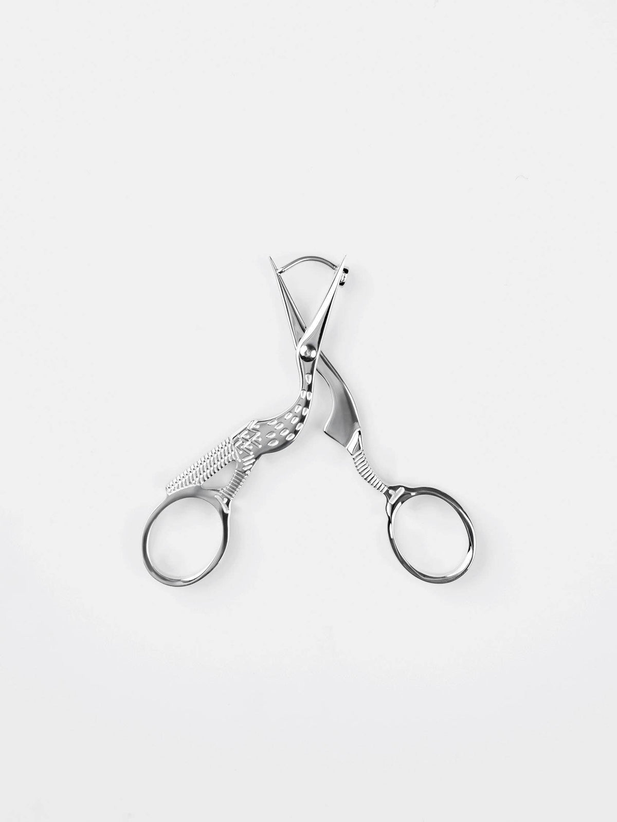 Stork Embroidery Scissor Earrings