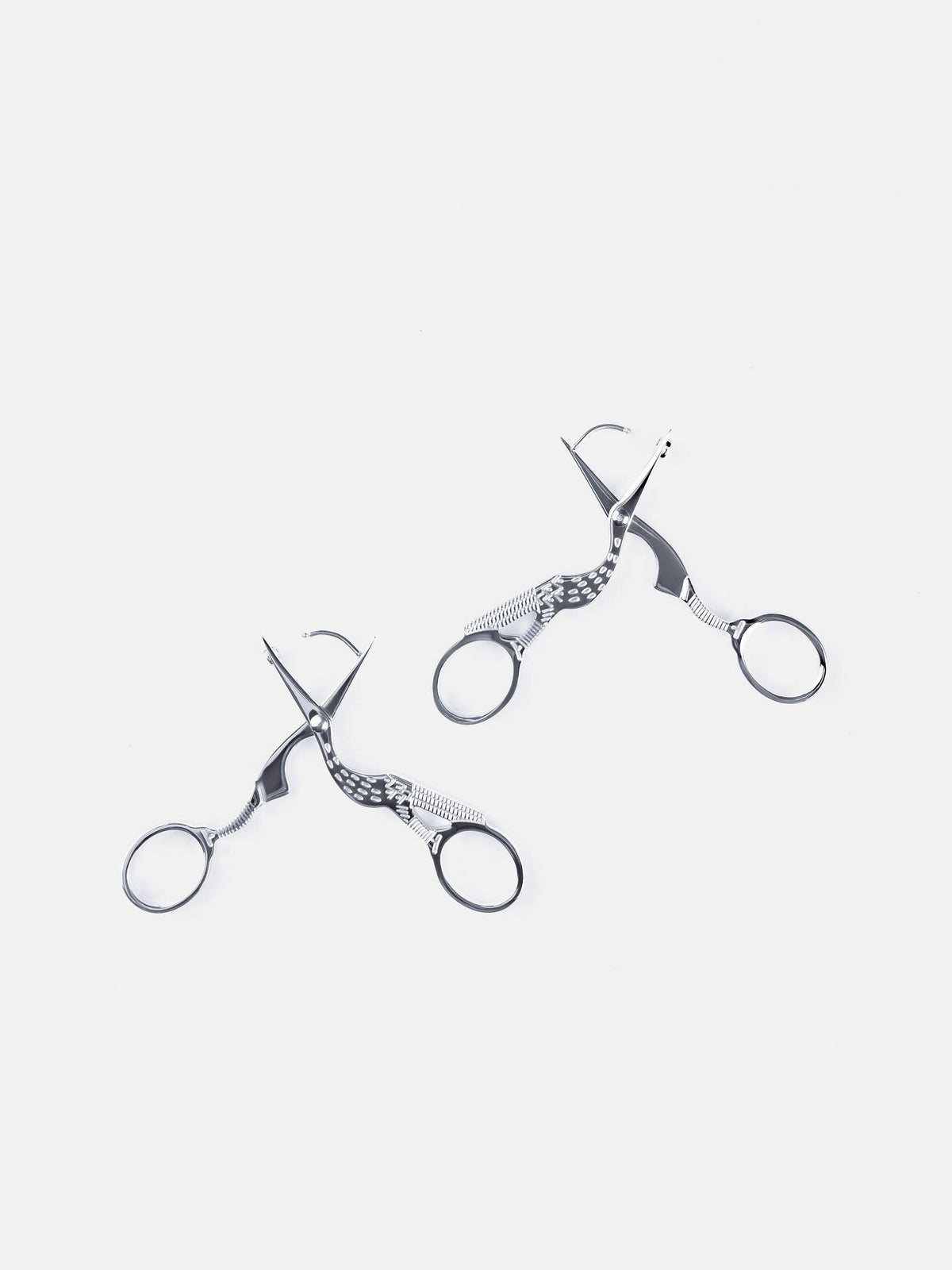Stork Embroidery Scissor Earrings