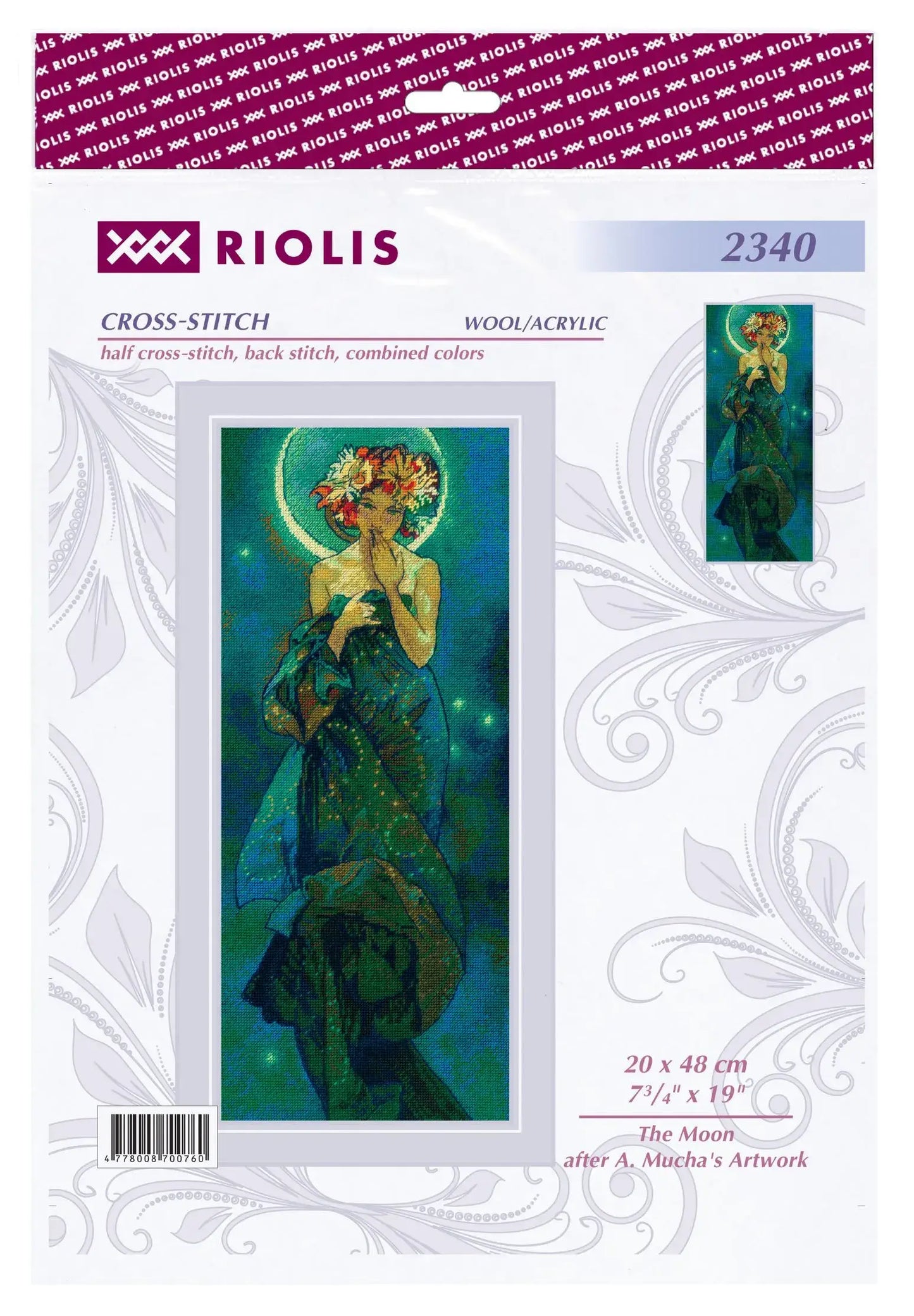 THE MOON Cross Stitch Kit by RIOLIS  2340 Art Nouveau Celestial