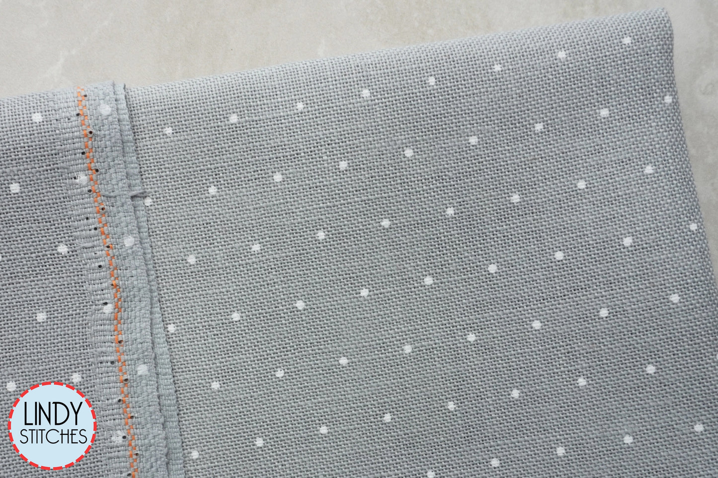 32 count Gray Linen with White Mini Dots Belfast Fat Quarter by Zweigart