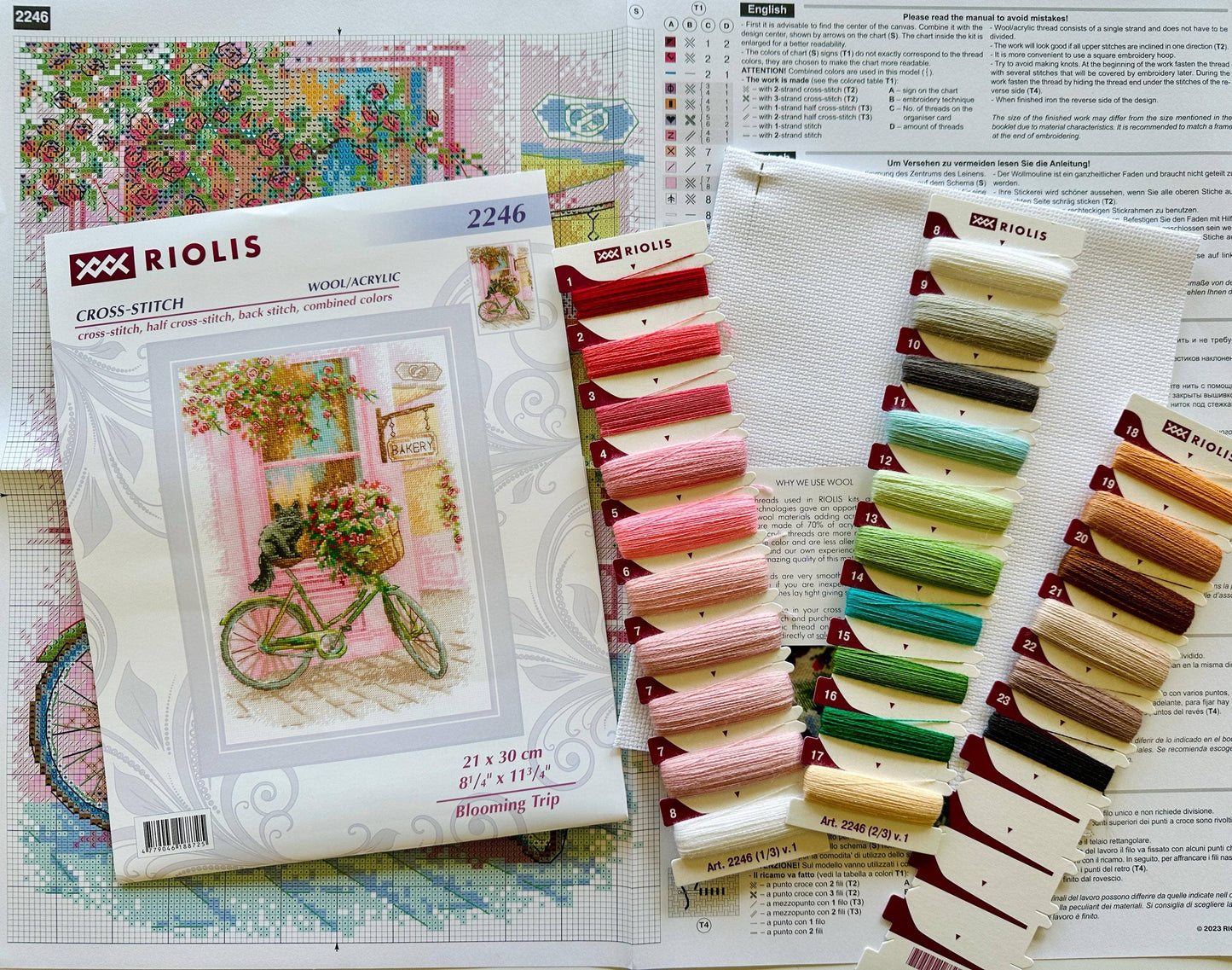 BLOOMING TRIP Cross Stitch Kit by RIOLIS 2246 Floral Bicycle