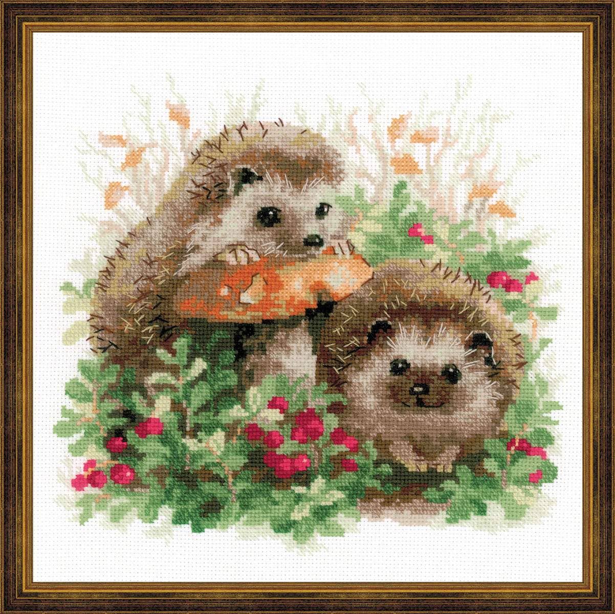 Hedgehogs In Lingonberries Cross Stitch Kit From Riolis 1469